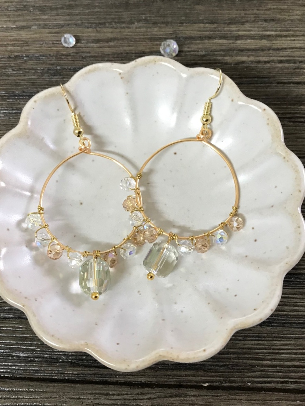 Glass Beads Hoop Earrings
